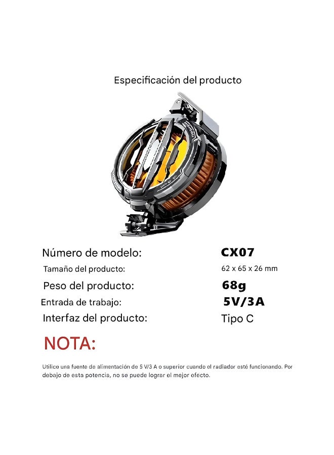 Memo Magnetic Mobile Phone Cooler CX07 , 15W Freezing Technology, 2 in 1 Design that allows for magnetic or back clip mounting depending on the phone type, 25dB quiet operation with effective air distribution from all sides for fast and noiseless cooling, Supports all phones with Type-C cable, clips, and magnetic sticker - the perfect choice for gamers, suitable as a trendy gift for all occasions - Image 2